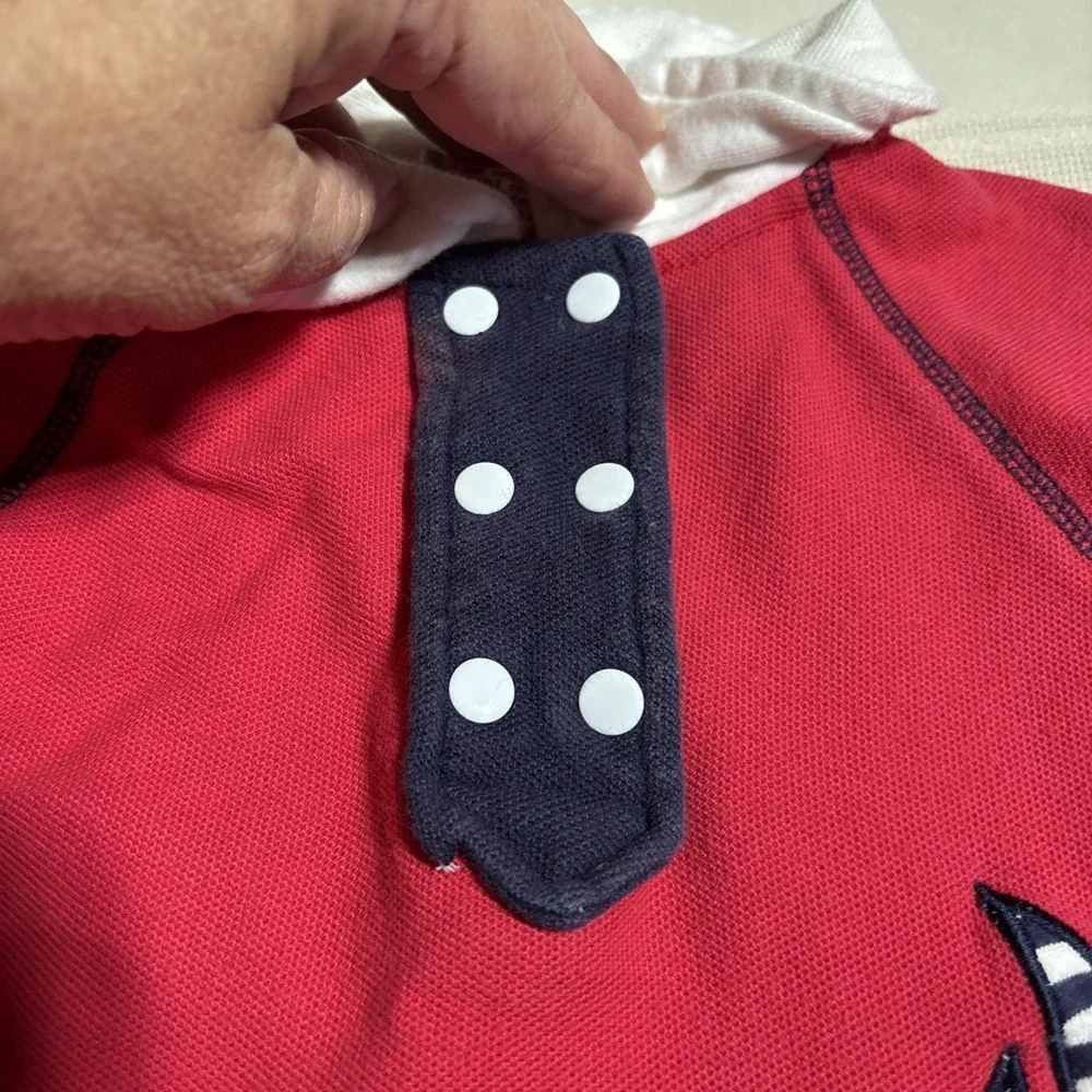 VINTAGE Gymboree Red Baby Dress Long Sleeve Sailor Nautical Cotton Newborn‎